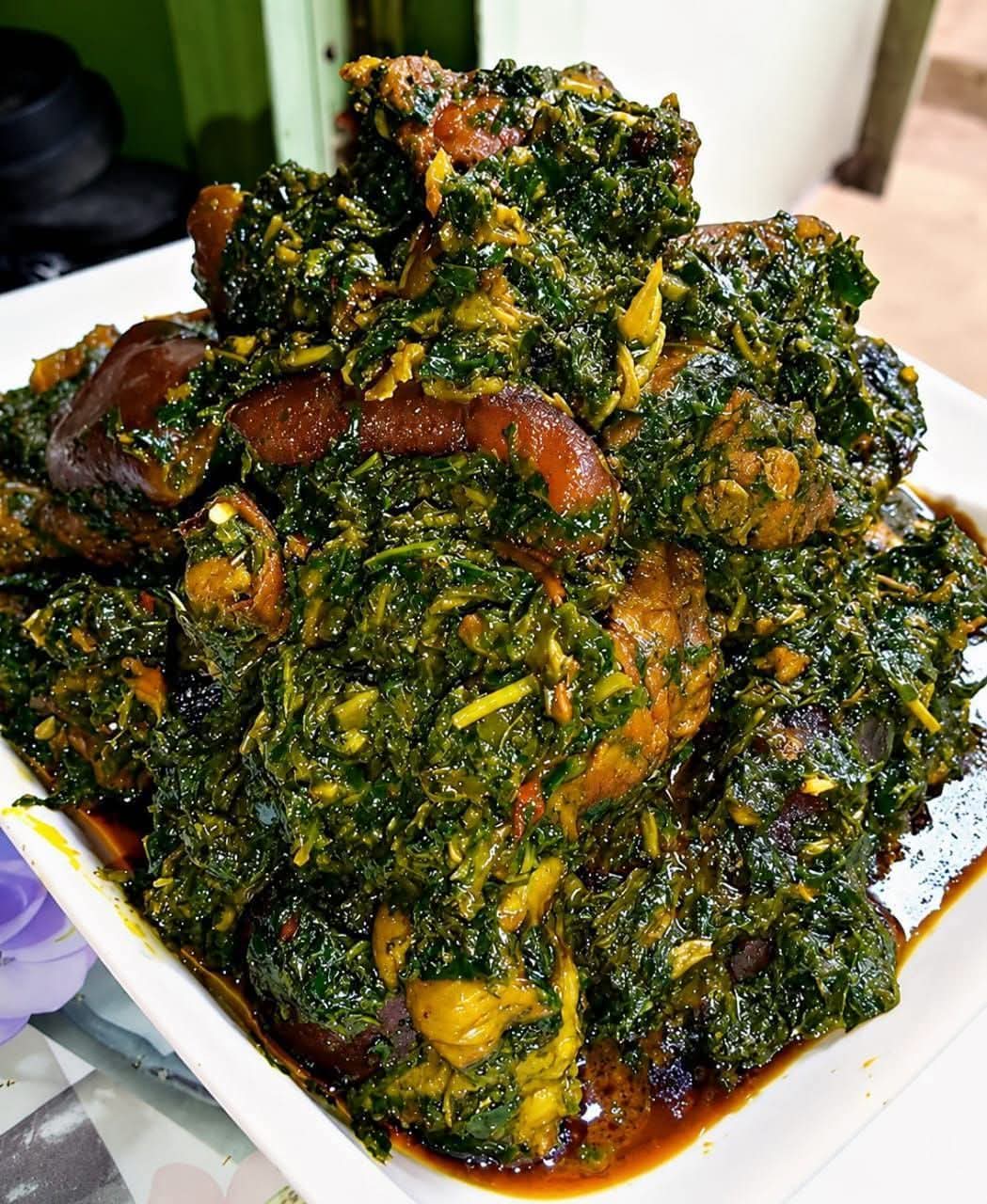 Afang Soup with Garri/Fufu/Semovita/Wheat